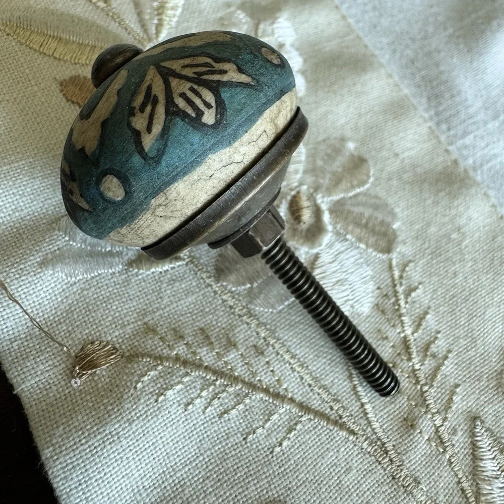Deep Blue /Teal With Leaf Design 1.5
